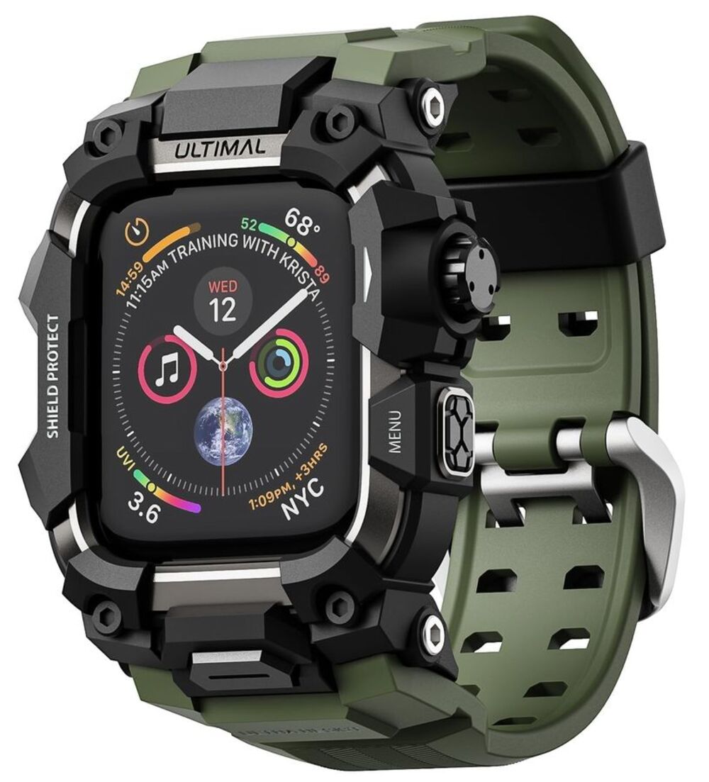 Rugged Apple Watch 44mm Case Band Army Green Tactical Shockproof SE 1-3 4-6